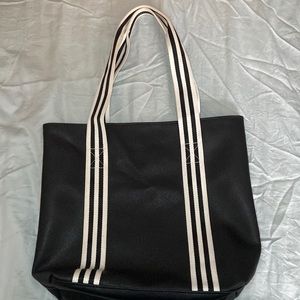 Black Faux Saffiano leather tote bag with clutch